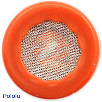Gas sensor with orange plastic case top view.