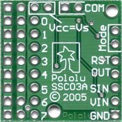Pololu Micro Serial Servo Controller, back of PCB.