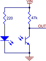 QTR-1A reflectance sensor schematic diagram.