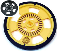 Solarbotics GMPW plastic wheel with molded tire; encoder stripes shown colored in.