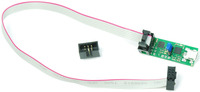6-conductor ribbon cable with Orangutan USB programmer and 6-pin shrouded box header.