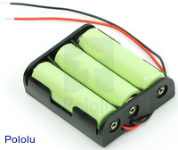 Three rechargeable AA Ni-MH cells in our 3-AA battery holder.