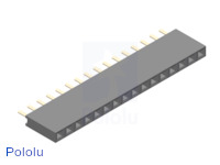 0.100" (2.54 mm) Female Header: 1x16-Pin, Straight