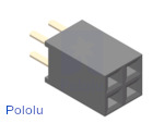 0.100" (2.54 mm) Female Header: 2x2-Pin, Straight