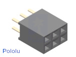 0.100" (2.54 mm) Female Header: 2x3-Pin, Straight