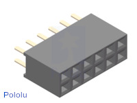 0.100" (2.54 mm) Female Header: 2x6-Pin, Straight