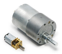 19:1 metal gearmotor 37Dx52L mm next to a micro metal gearmotor for size comparison.