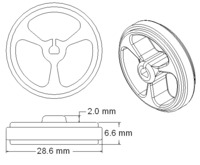 Hub diagram with dimensions of the Pololu Wheel 32×7mm.