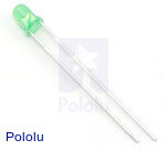 T1 (3mm) Green LED with Green Diffused Lens