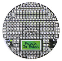Top view of 3pi expansion kit with cutouts mounted on a 3pi robot (black solder mask version).