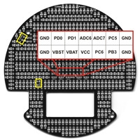 Solder connections for male headers on the 3pi expansion kit with cutouts.