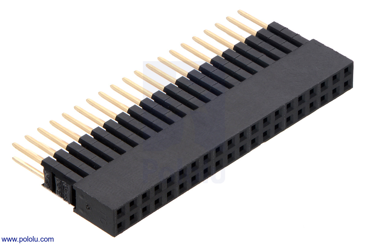 Pololu Stackable 0.100″ Female Header with Extra 0.3″ Spacer 2x20